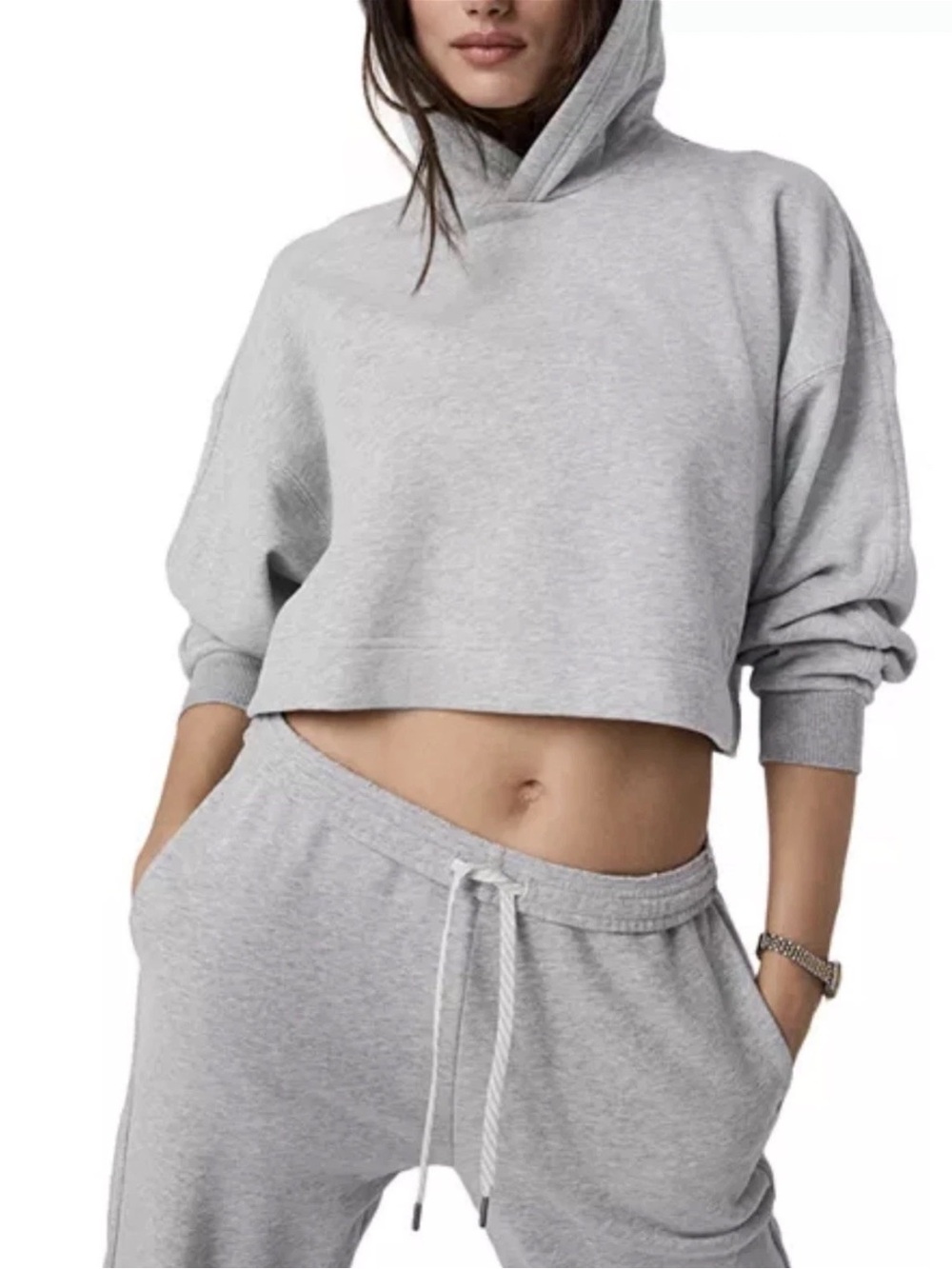 New Vuori Sedona Cropped Pullover Hoodie In Grey Size S $98